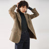 retro wool plaid Blazer women 2023 spring autumn small office lady suit feminino slim wool coat female K235