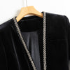 High-quality suit jacket 2023 autumn and winter gold velvet high-quality beaded suit jacket Korean women's clothing