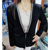 High-quality suit jacket 2023 autumn and winter gold velvet high-quality beaded suit jacket Korean women's clothing