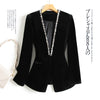 High-quality suit jacket 2023 autumn and winter gold velvet high-quality beaded suit jacket Korean women's clothing