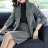 suit suit women's woolen black and white Plaid Slim small suit + mini high waist pack hip skirt suit AL