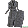 winter women's suits skirt set 2022 temperament slim wool long ladies coat jacket Slim skirt two-piece