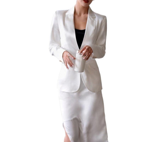 High sense of suits vocational elegant temperament acetate satin suits bust skirt of tall waist two-piece outfit
