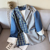 High sense of small suit jacket female design sense niche stitching plaid loose fried street all-match jacket spring and autumn