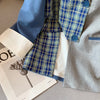 High sense of small suit jacket female design sense niche stitching plaid loose fried street all-match jacket spring and autumn