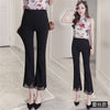 High-waist lace micro-flared pants women's black large size casual split suit cropped trousers spring and summer