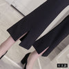 High-waist lace micro-flared pants women's black large size casual split suit cropped trousers spring and summer