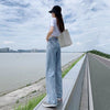High waist wide leg trousers cover hip show thin jeans women summer thin ice straight tube loose drop pants tide