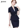 Hight End Skirt Suits Women Summer Temperament Short Sleeve Formal Short Sleeve Slim Blazer And Skirt Office Ladies Work Wear