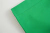 Hikigawa Women Solid Green Skirts Suits 2 Set Blazers Casual Notched Pockets Straight Tailored Coats+Mini Skirt