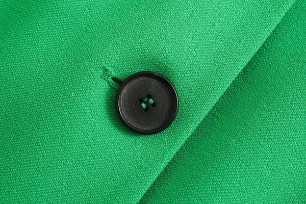 Hikigawa Women Solid Green Skirts Suits 2 Set Blazers Casual Notched Pockets Straight Tailored Coats+Mini Skirt