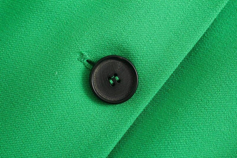 Hikigawa Women Solid Green Skirts Suits 2 Set Blazers Casual Notched Pockets Straight Tailored Coats+Mini Skirt