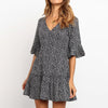 HiloRill 2023 Dress Women Summer Boho Floral Print Tunic Beach Dress Sundress Sexy V-neck Party Mini Dress Vintage Robe Femme