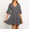 HiloRill 2023 Dress Women Summer Boho Floral Print Tunic Beach Dress Sundress Sexy V-neck Party Mini Dress Vintage Robe Femme