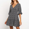 HiloRill 2023 Dress Women Summer Boho Floral Print Tunic Beach Dress Sundress Sexy V-neck Party Mini Dress Vintage Robe Femme