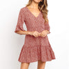 HiloRill 2023 Dress Women Summer Boho Floral Print Tunic Beach Dress Sundress Sexy V-neck Party Mini Dress Vintage Robe Femme