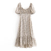 HiloRill Floral Print Elegant Dress Women V Neck Vintage Midi Dress Lantern Short Sleeve Female Pleated Dress Vestidos De Fiesta
