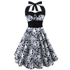 Retro Vintage Style Sleeveless 3D Skull Floral Printed 2022 Summer Women Dress Halter Plus Size Party Sexy Casual Dress