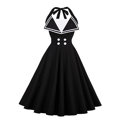 Vintage 50s 60s Rockabilly Summer Dress 2022 Sexy Halter Women Dress Robe Plus Size Pin Up Retro Party Dresses Vestidos
