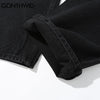Hip Hop Baggy Denim Pants Streetwear Heart Patchwork Black Jeans Mens 2023 Harajuku Casual Loose Elastic Waist Trousers