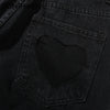 Hip Hop Baggy Denim Pants Streetwear Heart Patchwork Black Jeans Mens 2023 Harajuku Casual Loose Elastic Waist Trousers