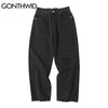 Hip Hop Baggy Denim Pants Streetwear Heart Patchwork Black Jeans Mens 2023 Harajuku Casual Loose Elastic Waist Trousers
