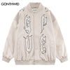 Hip Hop Baseball Jacket Embroidery Letter Leather Sleeve Patchwork Bomber Jackets Streetwear 2023 Autumn Casual Varsity Coats
