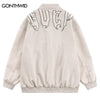 Hip Hop Baseball Jacket Embroidery Letter Leather Sleeve Patchwork Bomber Jackets Streetwear 2023 Autumn Casual Varsity Coats