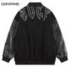 Hip Hop Baseball Jacket Embroidery Letter Leather Sleeve Patchwork Bomber Jackets Streetwear 2023 Autumn Casual Varsity Coats