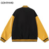 Hip Hop Baseball Jacket Streetwear Men Vintage Embroidery Letter PU Leather Sleeve Varsity Coats Harajuku Casual Jackets