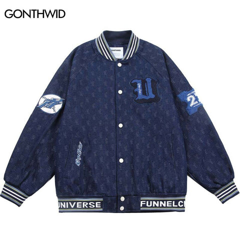 Hip Hop Baseball Jacket Vintage Embroidery Letter Bomber Varsity Coat Streetwear Men Women Harajuku Casual Bomber Jacket