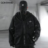 Hip Hop Cargo Jacket Streetwear Harajuku Multi Pockets Windbreaker Hooded Jackets Coat Casual Long Sleeve Zipper Coats