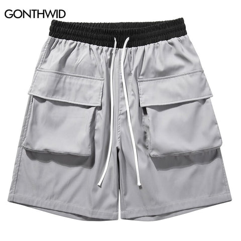 Hip Hop Cargo Shorts Streetwear Multi Pockets Baggy Loose Jogging Shorts Summer Harajuku Solid Color Short Pants