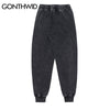 Hip Hop Cotton Harem Distressed Sweatpants Streetwear 2023 Winter Casual Jogger Thick Fleece Pants Mens Harajuku Trousers Black