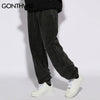 Hip Hop Cotton Harem Distressed Sweatpants Streetwear 2023 Winter Casual Jogger Thick Fleece Pants Mens Harajuku Trousers Black