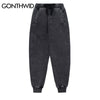 Hip Hop Cotton Harem Distressed Sweatpants Streetwear 2023 Winter Casual Jogger Thick Fleece Pants Mens Harajuku Trousers Black