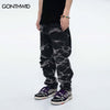 Hip Hop Denim Pants Streetwear Ripped Destroyed Hole Tie Dye Straight Jeans Harajuku Casual Loose Baggy Denim Trousers