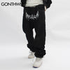 Hip Hop Gothic Denim Pants Streetwear Mens Graphic Print Baggy Punk Rock Jeans 2023 Harajuku Casual Loose Jean Trousers Black