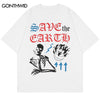 Hip Hop Gothic T-Shirt Streetwear Men Skeleton Skull Y2K Print Punk Rock Cotton Tshirt 2023 Summer Casual Short Sleeve T Shirt