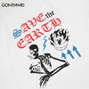 Hip Hop Gothic T-Shirt Streetwear Men Skeleton Skull Y2K Print Punk Rock Cotton Tshirt 2023 Summer Casual Short Sleeve T Shirt