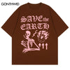 Hip Hop Gothic T-Shirt Streetwear Men Skeleton Skull Y2K Print Punk Rock Cotton Tshirt 2023 Summer Casual Short Sleeve T Shirt