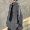 Hip Hop Gray Shirts Women Harajuku Detachable Sleeve Oversized Bf Gothic Blouse with Tie Vintage Streetwear Punk Autumn Shirt