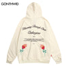 Hip Hop Hooded Sweatshirt Jacket Men Embroidery Rose Letter Zipper Hoodie Coat Streetwear 2023 Harajuku Casual Loose Jacket Male