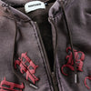 Hip Hop Hooded Sweatshirt Jacket Vintage Skull Letter Print Full Zip Up Hoodie Jackets 2023 Autumn Harajuku Casual Cotton Coats