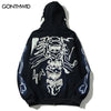 Hip Hop Hoodie Jacket Y2K Grunge Skull Skeleton Bones Print Emo Zip Up Hooded Sweashirts Harajuku Casual Punk Gothic Men Clothes