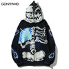 Hip Hop Hoodie Jacket Y2K Grunge Skull Skeleton Bones Print Emo Zip Up Hooded Sweashirts Harajuku Casual Punk Gothic Men Clothes