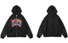 Hip Hop Hoodie Jacket Y2K Streetwear Embrodiery Flame Letter Zip Up Hooded Sweatshirt Coats Harajuku Punk Gothic Loose Jackets