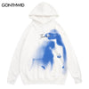 Hip Hop Hoodie Mens Streetwear Butterfly Print Casual Loose Oversized Pullover Sweatshirt Harajuku Punk Gothic Hooded