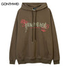 Hip Hop Hoodie Streetwear Grunge Butterfly Letter Print Punk Gothic Hooded Sweatshirt 2023 Mens Harajuku Loose Pullover
