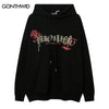 Hip Hop Hoodie Streetwear Grunge Butterfly Letter Print Punk Gothic Hooded Sweatshirt 2023 Mens Harajuku Loose Pullover